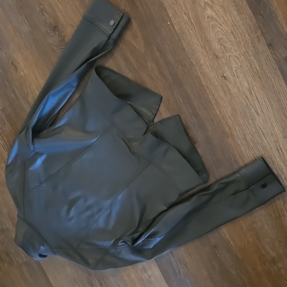 White House Black Market Grey Coated Denim Band Jacket - Picture 4 of 9